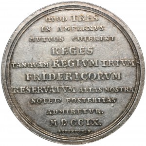 August II Mocny, Medal Alians Trzech Fryderyków 1709 - NGC AU58