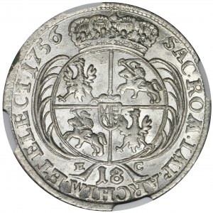 Augustus III of Poland, 1/4 Thaler Leipzig 1756 EC - NGC MS61