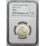 Augustus III of Poland, 1/4 Thaler Leipzig 1756 EC - NGC MS61