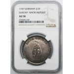 August III Sas, Gulden zaślubinowy (2/3 Talara) Drezno 1747 - NGC AU58 - RZADKI