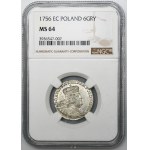 Augustus III of Poland, 6 Groschen Leipzig 1756 EC - NGC MS64