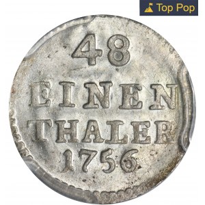 August III Sas, 1/48 Taler (Halbpfennig) Dresden 1756 FWôF - PCGS MS63