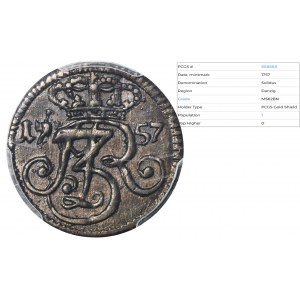 August III Sas, Szeląg Gdańsk 1757 - PCGS MS62 BN