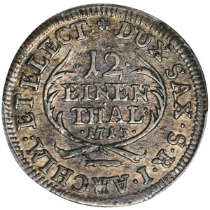 Augustus II. der Starke, 1/12 Taler (zwei Groschen) Leipzig 1713 EPH - PCGS AU55