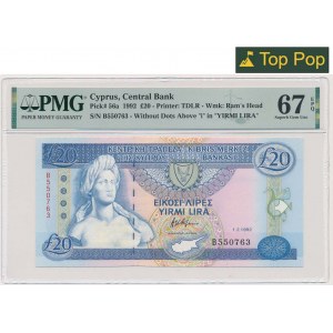 Cyprus, 20 Pounds 1992 - PMG 67 EPQ