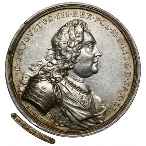 August III. Sachsen, Groscourt Krönungsmedaille 1734 - RARE