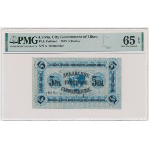 Latvia, City Government of Libau, 5 Rubles (1915) - PMG 65 EPQ