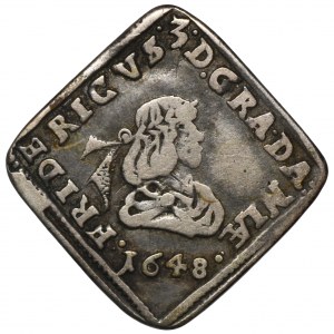 Denmark, Frederick III, 1/12 Speciedalerklippe Copenhagen 1648 - RARE