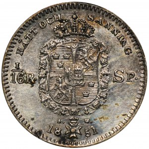 Sweden, Oscar I, 1/16 Riksdaler Stockholm 1851