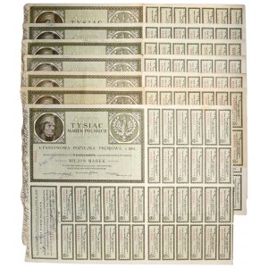 4% Staatliches Bonusdarlehen 1920, Anleihe 1.000 mkp (7 Stück).