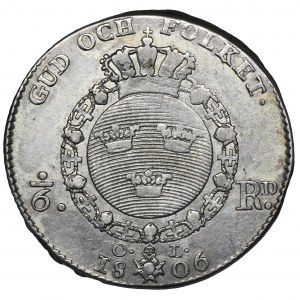 Schweden, Gustav IV Adolf, 1/6 Taler (riksdaler) Stockholm 1806