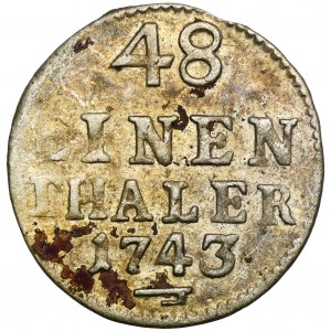 August III Sas, 1/48 Taler (Halbergroschen) Dresden 1743 FWôF
