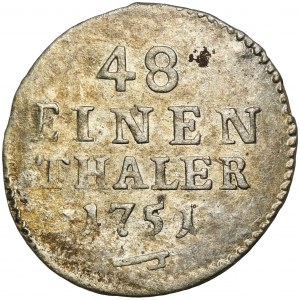August III Sas, 1/48 Taler (Halbergroschen) Dresden 1751 FWôF