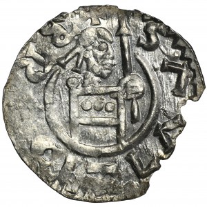 Bohemia, Bretislav II, Denarius - line border