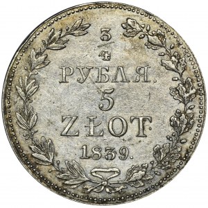 3/4 Rubel = 5 Zloty Warschau 1839 MW