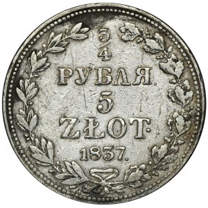 3/4 Rubel = 5 Zloty Warschau 1837 MW