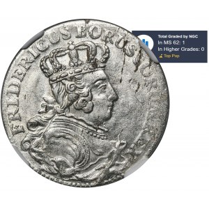 Germany, Kingdom of Prussia, Friedrich II, 6 Groschen Cleve 1756 C - NGC MS62
