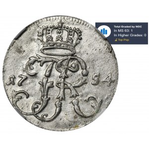 Deutschland, Königreich Preußen, Friedrich II, 1/24 Taler Berlin 1754 A - NGC MS63