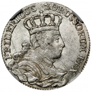 Niemcy, Królestwo Prus, Fryderyk II, Szóstak Kleve 1757 C - NGC MS62