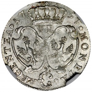 Niemcy, Królestwo Prus, Fryderyk II, Szóstak Kleve 1757 C - NGC MS62