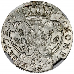 Germany, Prussia, Friedrich II, 6 Groschen Cleve 1757 C - NGC MS62