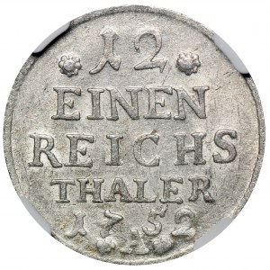 Niemcy, Królestwo Prus, Fryderyk II, 1/12 Talara Berlin 1752 A - NGC AU58