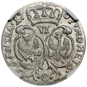 Germany, Prussia, Friedrich II, 6 Groschen Cleve 1757 C - NGC MS63