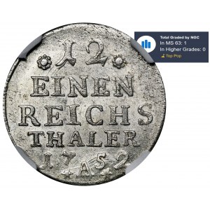 Germany, Kingdom of Prussia, Friedrich II, 1/24 Thaler Berlin 1752 A - NGC MS63