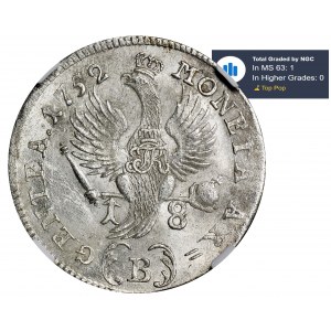 Silesia, Prussia rule, Friedrich II, 18 Groschen Breslau 1752 B - NGC MS63