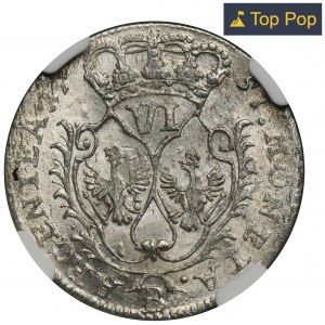 Silesia, Prussian rule, Friedrich II, 6 Groschen Breslau 1757 B - NGC MS64