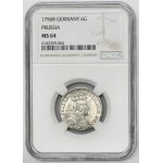 Silesia, Prussia rule, Friedrich II, 6 Groschen Breslau 1756 B - NGC MS64