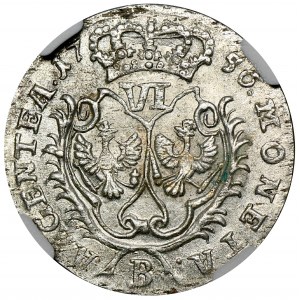 Schlesien, Preußische Herrschaft, Friedrich II, Sechster von Breslau 1756 B - NGC MS63