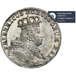 Silesia, Prussia rule, Friedrich II, 6 Groschen Breslau 1755 B - NGC MS63