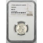 Silesia, Prussia rule, Friedrich II, 6 Groschen Breslau 1755 B - NGC MS63