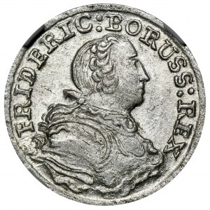 Silesia, Prussian rule, Friedrich II, 3 Kreuzer Breslau 1753 B - NGC MS63