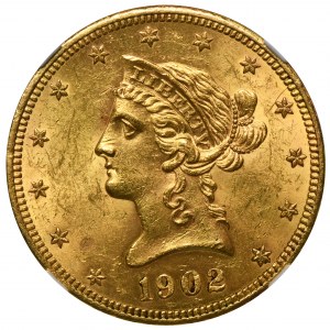 USA, 10 Dolarów Filadelfia 1902 - NGC MS62