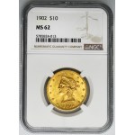 USA, 10 Dolarów Filadelfia 1902 - NGC MS62