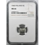 5 Pfennige 1960 - NGC MS66