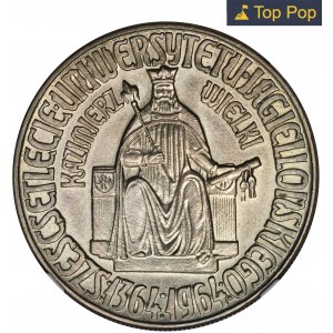 PRÓBA, 10 złotych 1964 Kazimierz Wielki - NGC MS65 - bez napisu PRÓBA