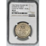 PRÓBA, 10 złotych 1964 Kazimierz Wielki - NGC MS65 - bez napisu PRÓBA