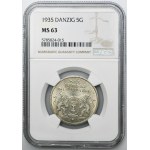 Wolne Miasto Gdańsk, 5 guldenów 1935 Koga - NGC MS63