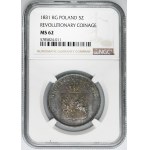 Novemberaufstand, 5 Zloty Warschau 1831 KG - NGC MS62