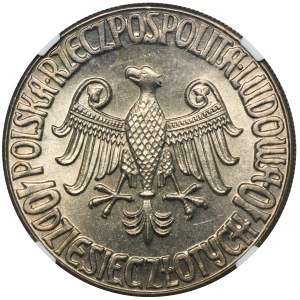 PRÓBA, 10 złotych 1964 Kazimierz Wielki - NGC MS66 - bez napisu PRÓBA