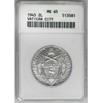 Papal States, Vatican, Pius XII, 2 Lire Rome 1945 - ANACS MS65
