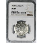 Wolne Miasto Gdańsk, 5 guldenów 1935 Koga - NGC MS64