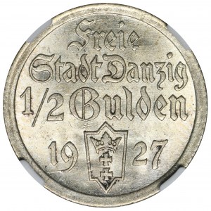 Wolne Miasto Gdańsk, 1/2 guldena 1927 - NGC MS63 - RZADSZY