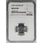 Free City of Danzig, 2 pfennige 1937 - NGC MS65 BN