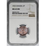 Free City of Danzig, 2 pfennig 1923 - NGC MS65 BN