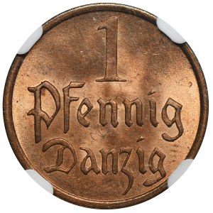 Free City of Danzig, 1 pfennige 1937 - NGC MS65 RB