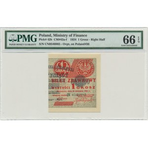 1 Pfennig 1924 - CN - rechte Hälfte - PMG 66 EPQ